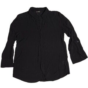 daisy fuentes small black pullover collared 3/4 sleeve business casual Dd559